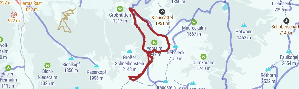 Route map: Großarl: Filzmooshörndl, 2.189 m